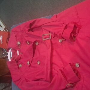 Spiegel  VintageVibrant Red Cotton Trench Coat
